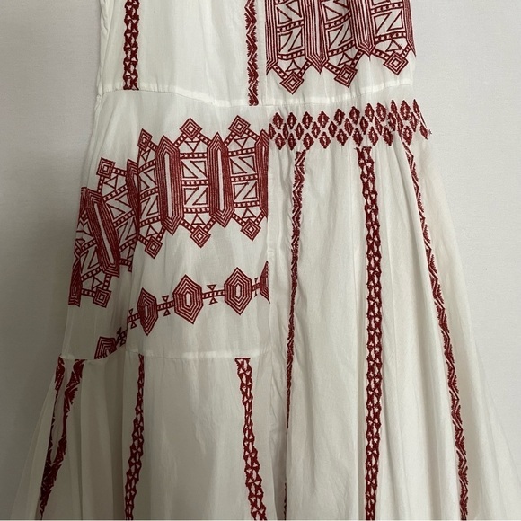 Joie Embroidered Boho Milanira Maxi Dress In Porcelain Handkerchief Hemline - Picture 15 of 16